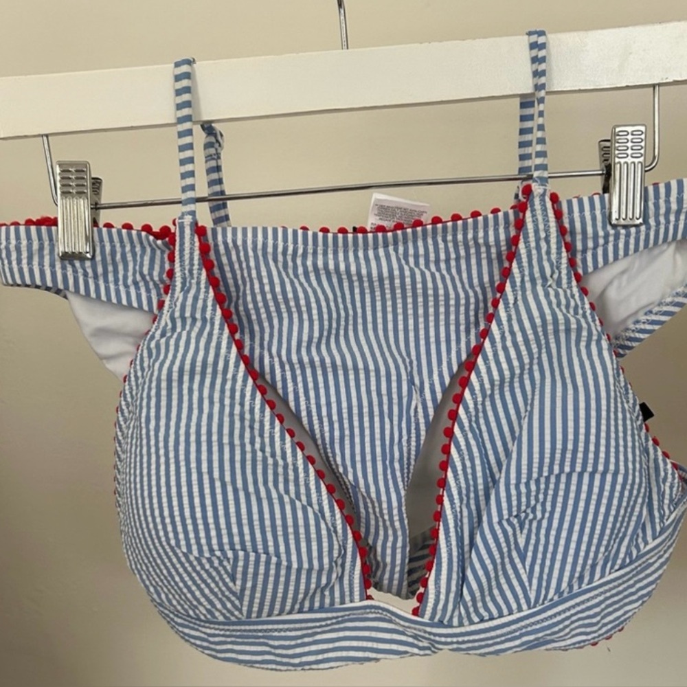 J. Crew Blue and White Striped Bikini Set